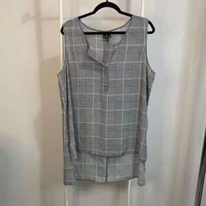 Worthington Black and White Checkered Sleeveless Top